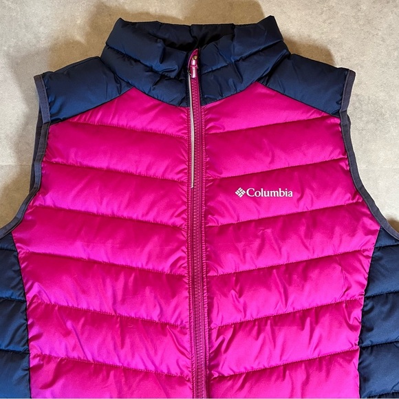 Columbia Fuchsia and Dark Blue Puffer Vest. Omni heat. Large - Picture 2 of 13